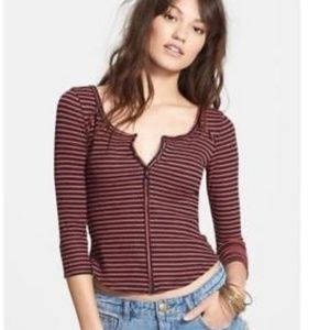 Free People Striped Thermal Stars and Stripes Top